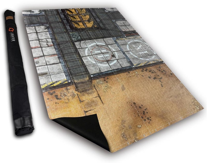 Lighter Creative Store 44'' x 60'' Battle Mat Gridded War-Gaming Mat for WH40K Pariah Nexus Deployment Zone - Made of Synthetic Leather, 1.1mm Thickness (Adamant Bastion: Sector XI) - Image 1